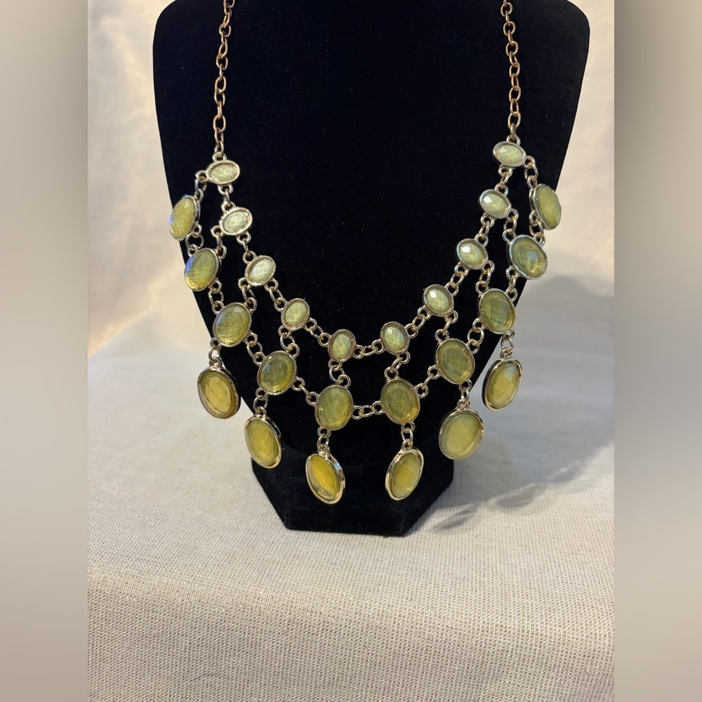 Gold-Tone Yellow Multi-Oval Statement Necklace